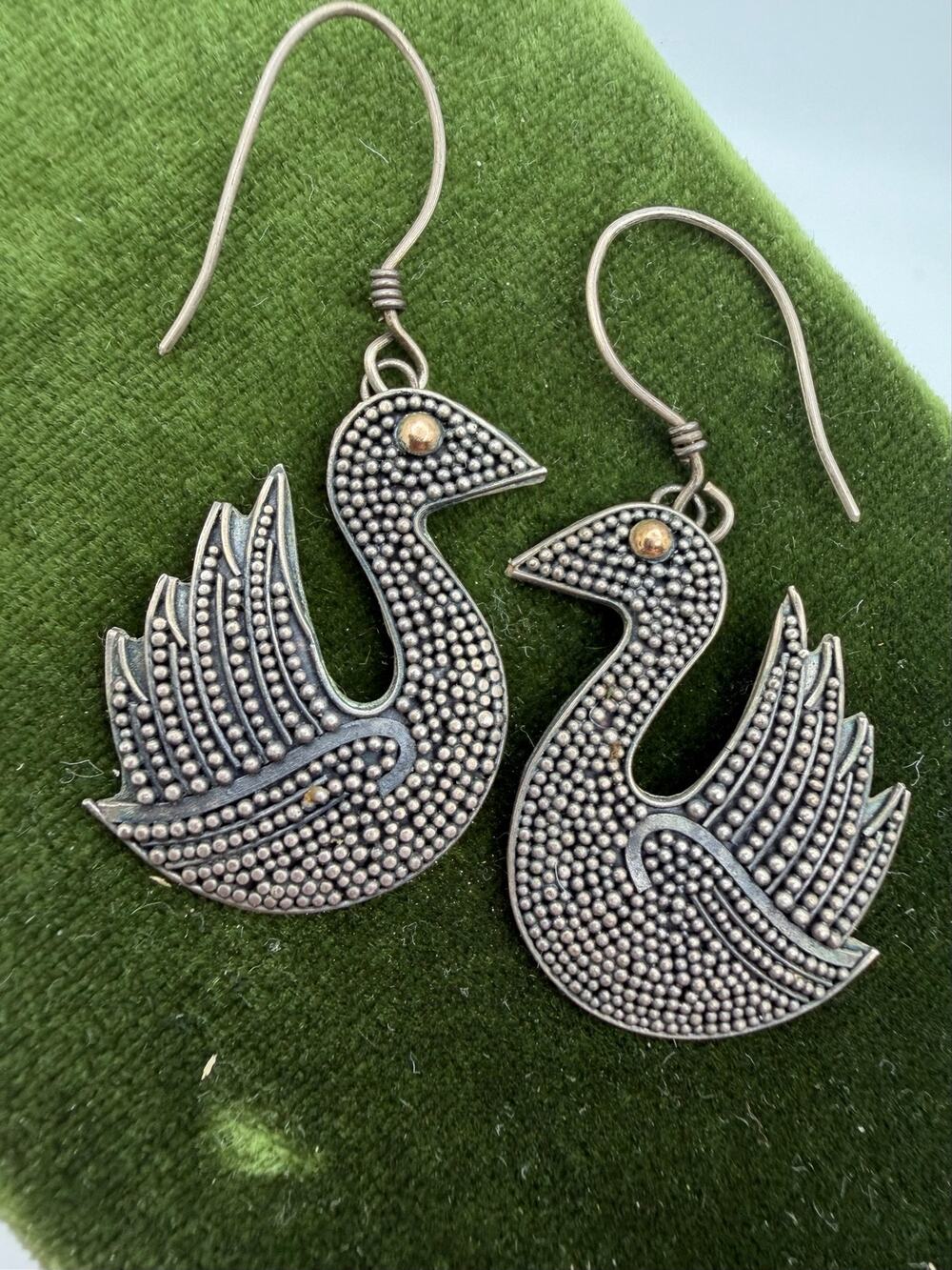 925 sterling silver swan dangle earrings